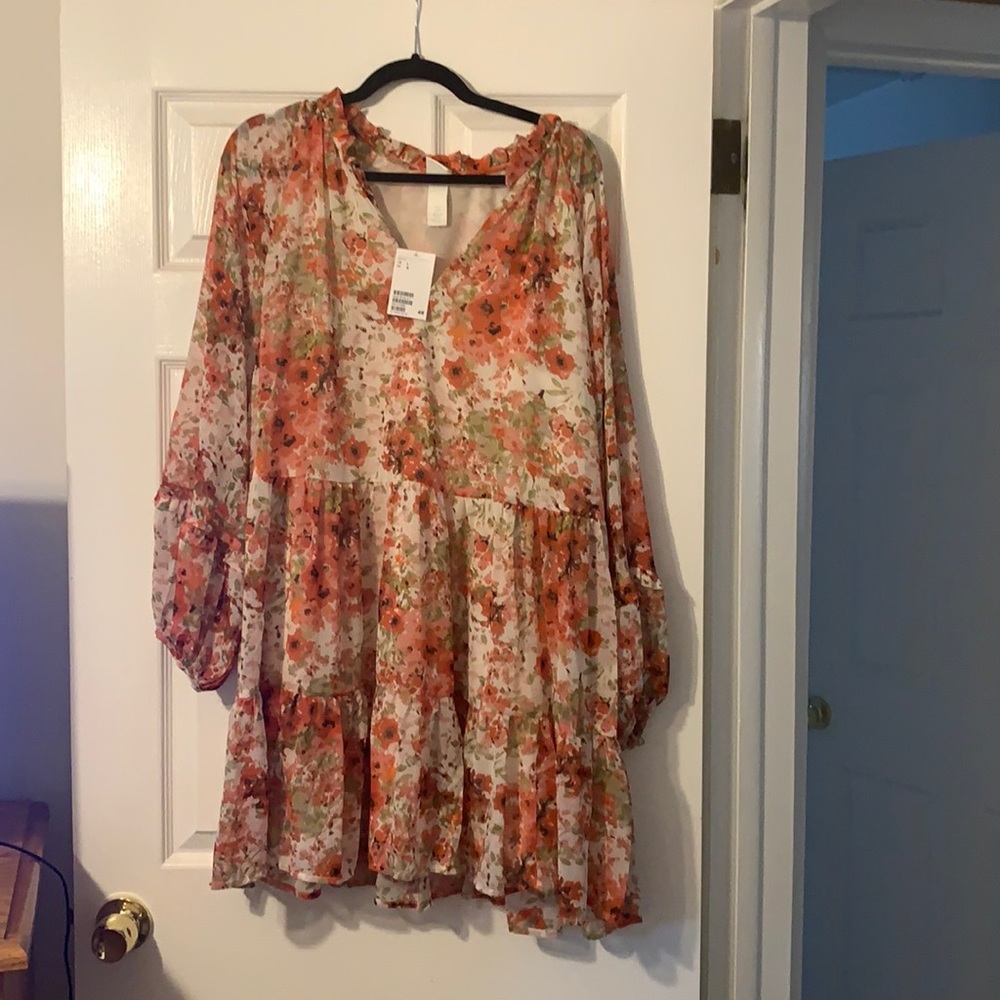 NWT H&M Light weight floral chiffon dress